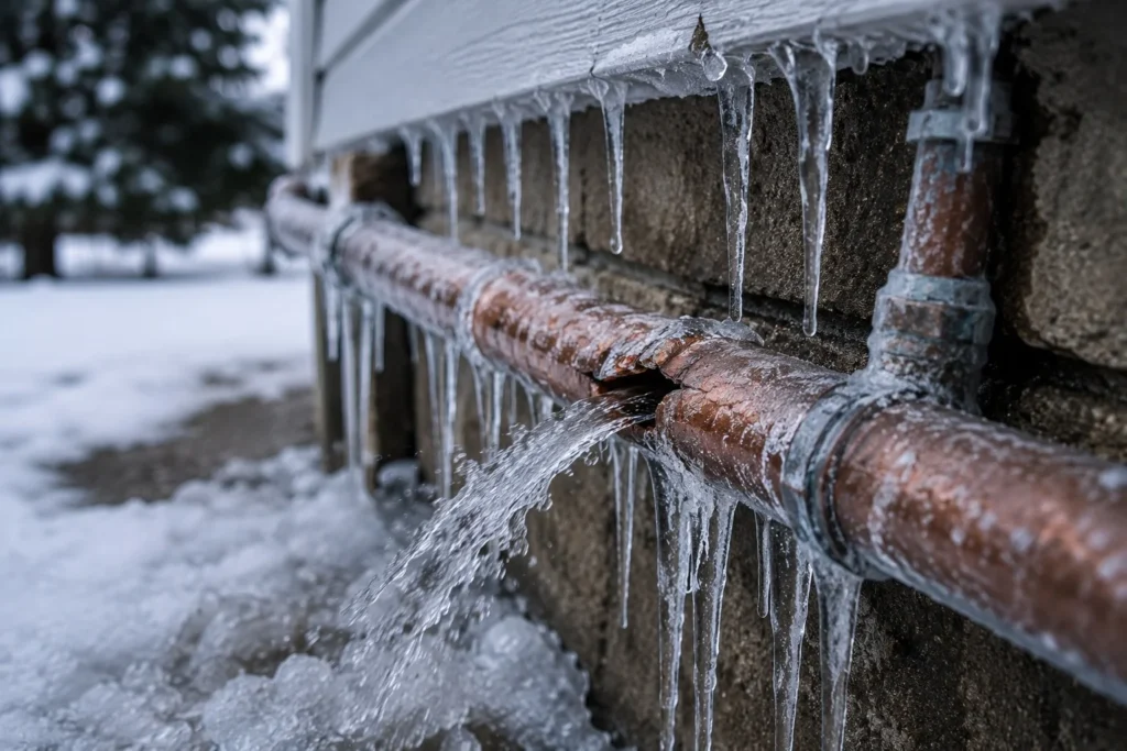 Frozen Copper Pipe Burst in Winter