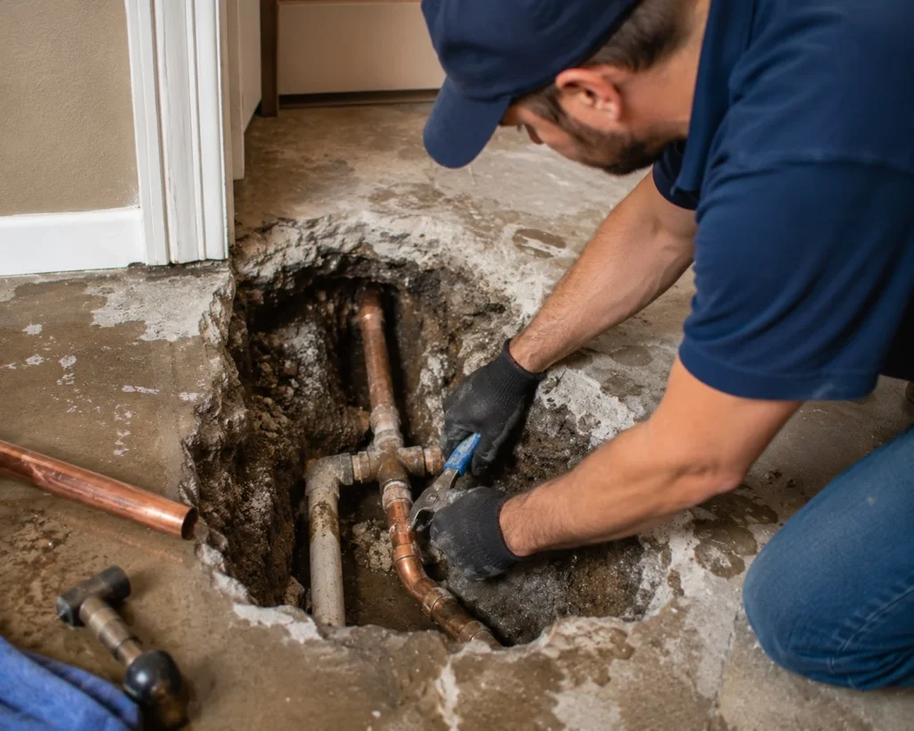 slab leak repairing in hickory